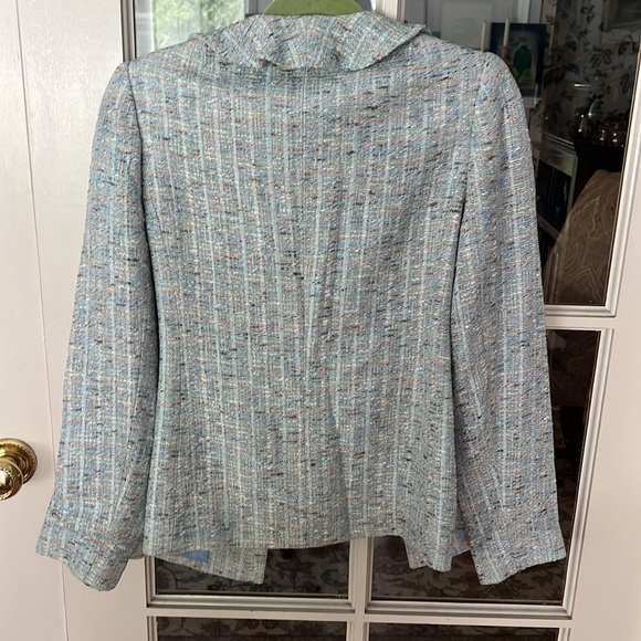 Vintage Wendy Harrison Beverly Hills tweed one button jacket with ruffles. - Picture 2 of 7